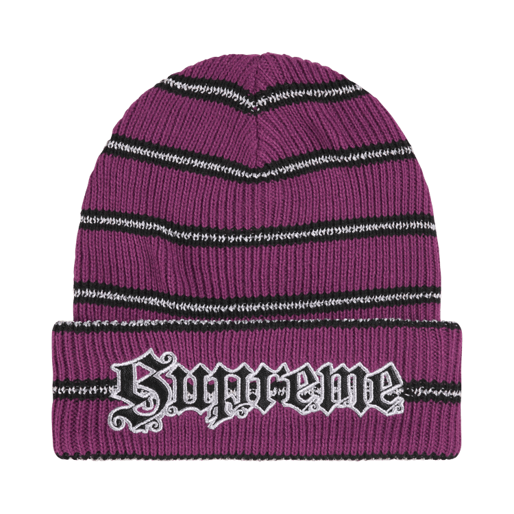 Supreme Metallic Stripe Beanie 'Purple'
