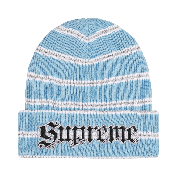 Supreme Metallic Stripe Beanie 'Light Blue'
