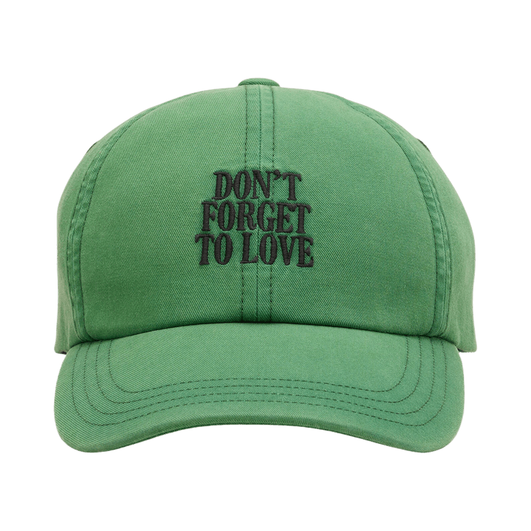 Ami Green Cotton "Don't Forget To Love" Cap 'Green Bottle Washed'