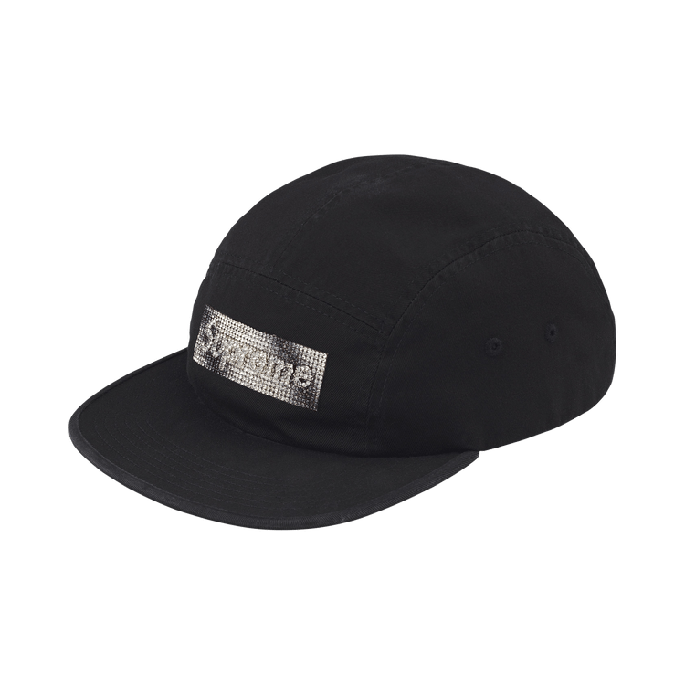 Supreme Rhinestone Label Camp Cap 'Black'
