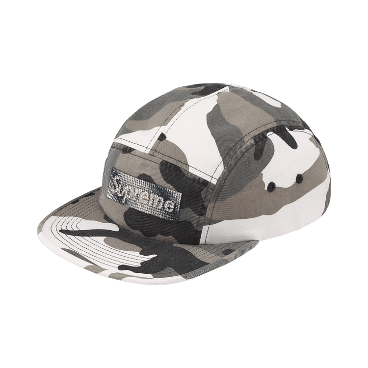 Supreme Rhinestone Label Camp Cap 'Snow Camo'