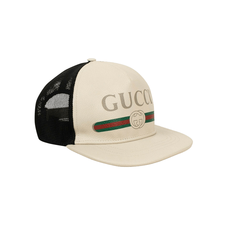 Gucci Print Leather Baseball Hat 'White'