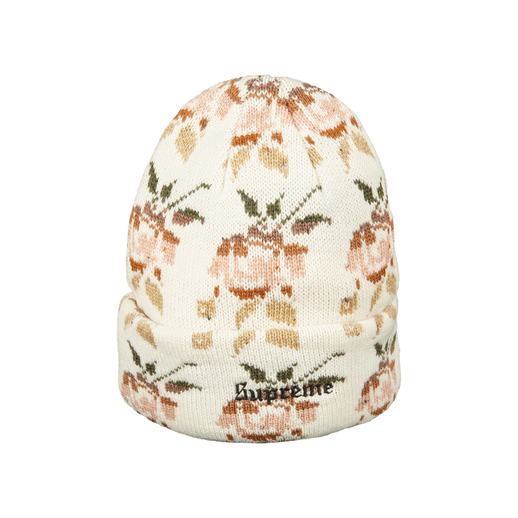 Supreme Rose Jacquard Beanie 'Natural'