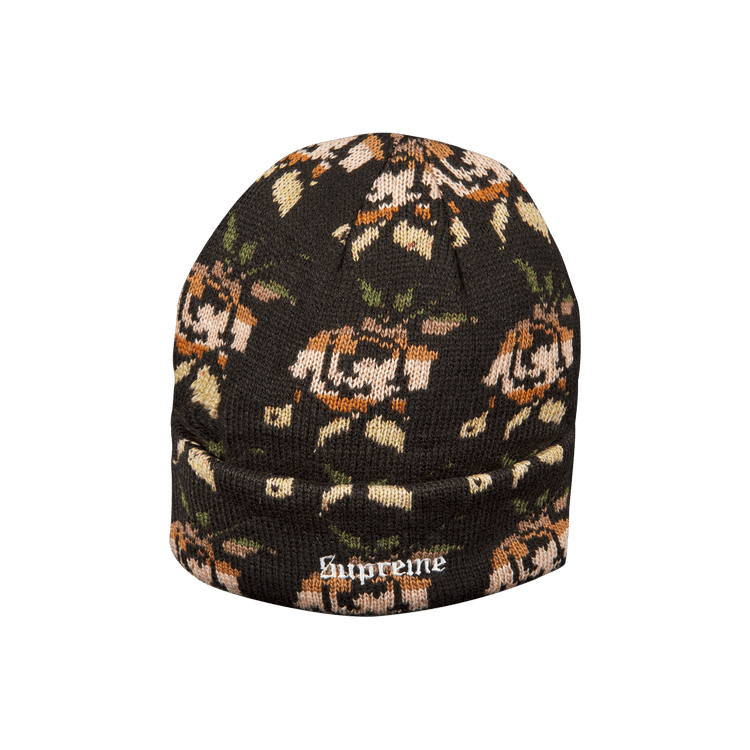 Supreme Rose Jacquard Beanie 'Black'