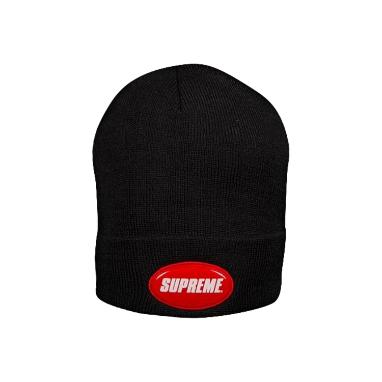 Supreme Rubber Patch Beanie 'Black'