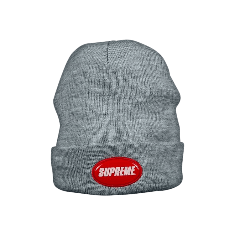 Supreme Rubber Patch Beanie 'Grey'