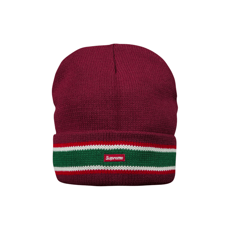 Supreme Striped Cuff Beanie 'Burgundy'
