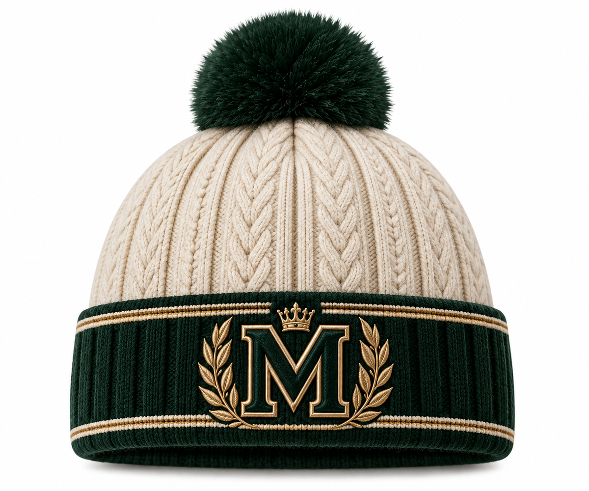 Marcelia Crest Pom Beanie — Green