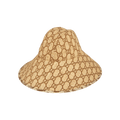 Gucci GG Raffia Wide Brim Hat With Snakeskin 'Ivory/Brown'