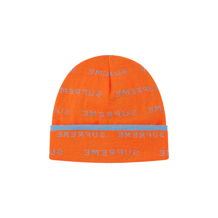 Supreme Logo Repeat Beanie 'Orange'