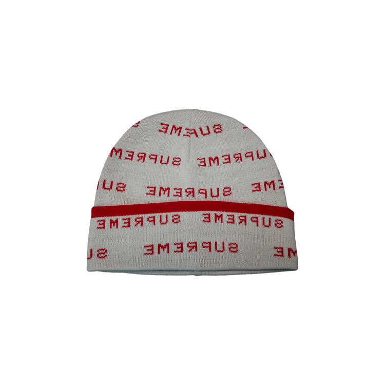 Supreme Logo Repeat Beanie 'White'