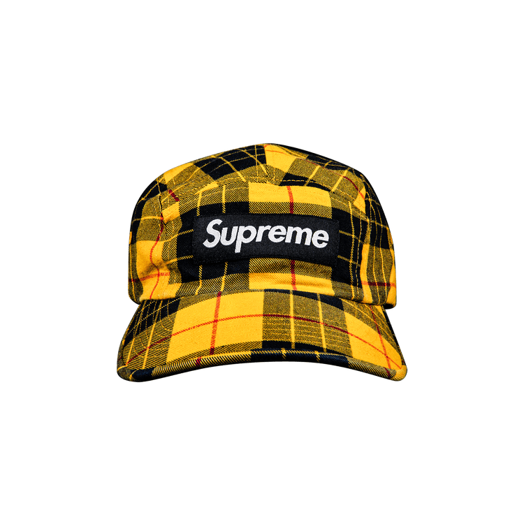 Supreme Washed Chino Twill Camp Cap 'Yellow Tartan'