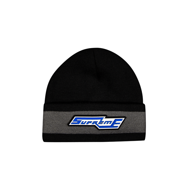 Supreme Cuff Stripe Beanie 'Black'