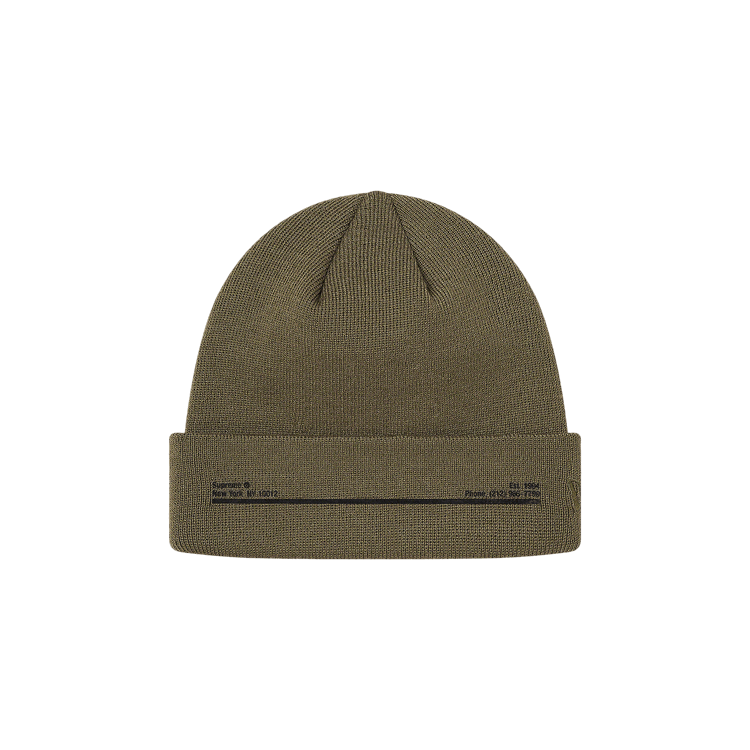 Supreme x New Era Shop Beanie - New York 'Light Olive'