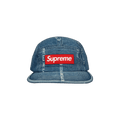 Supreme Logo Stripe Jacquard Denim Camp Cap 'Blue'
