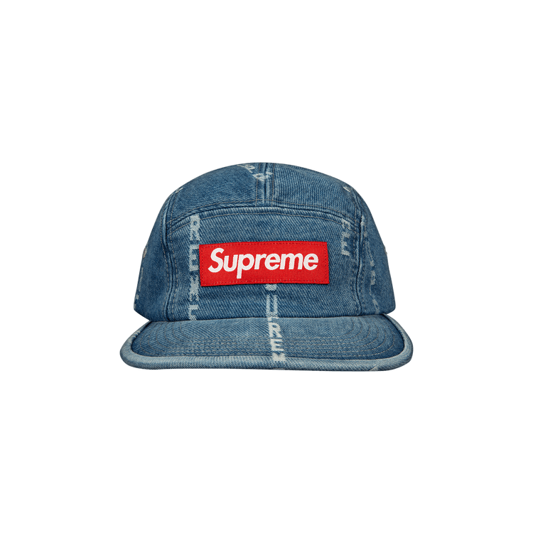 Supreme Logo Stripe Jacquard Denim Camp Cap 'Blue'