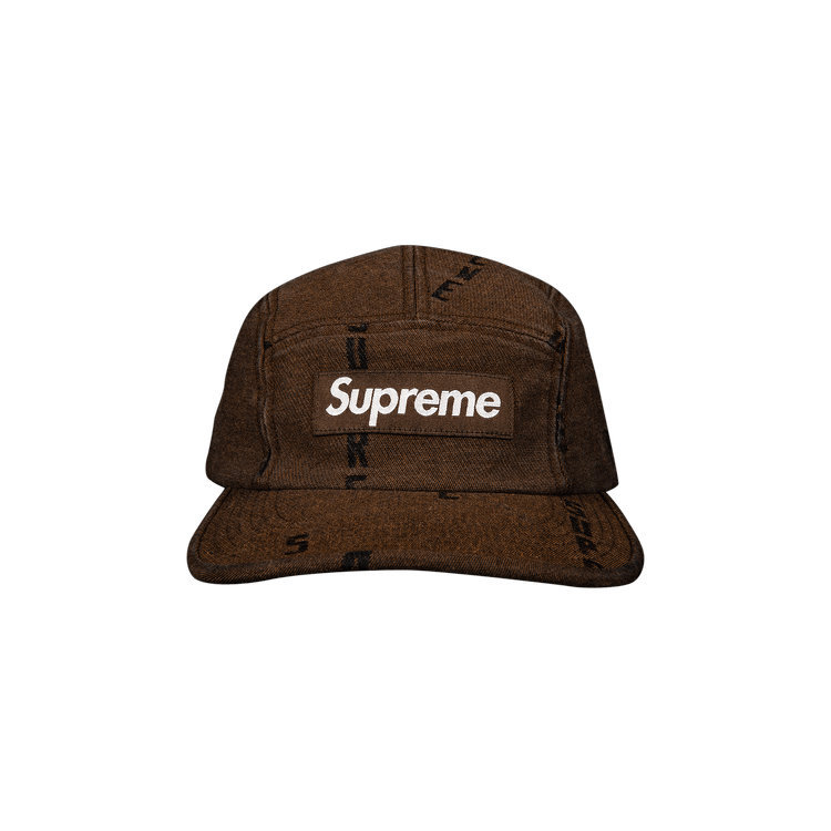 Supreme Logo Stripe Jacquard Denim Camp Cap 'Brown'