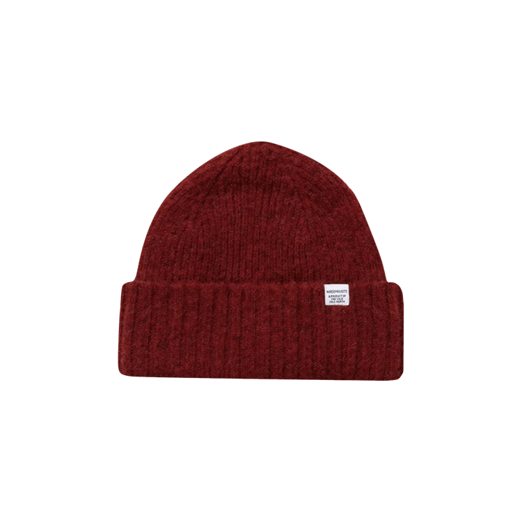 Norse Projects Brushed Lambswool Beanie 'Carmine Red'