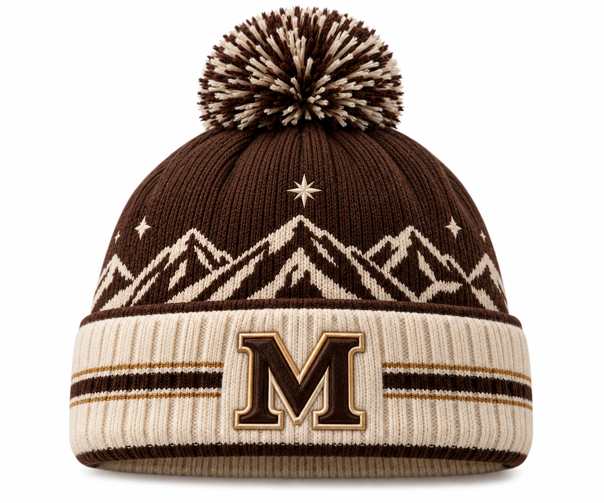 Marcelia Alpine Pom Beanie — Brown