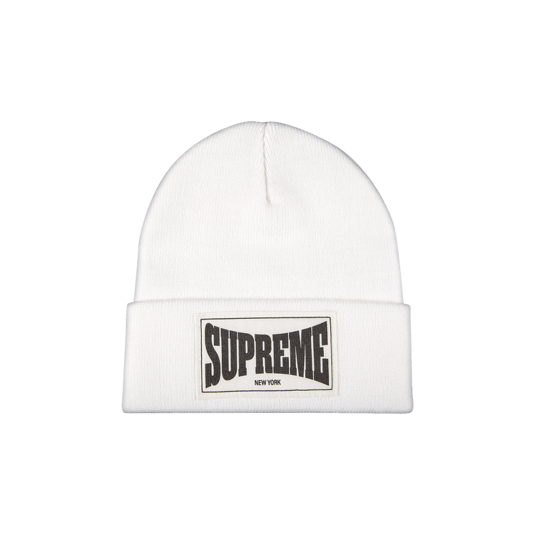 Supreme Woven Label Beanie 'White'