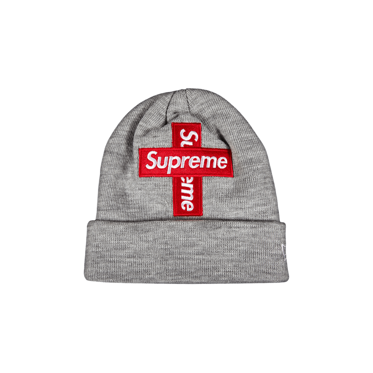 Supreme x New Era Cross Box Logo Beanie 'Heather Grey'