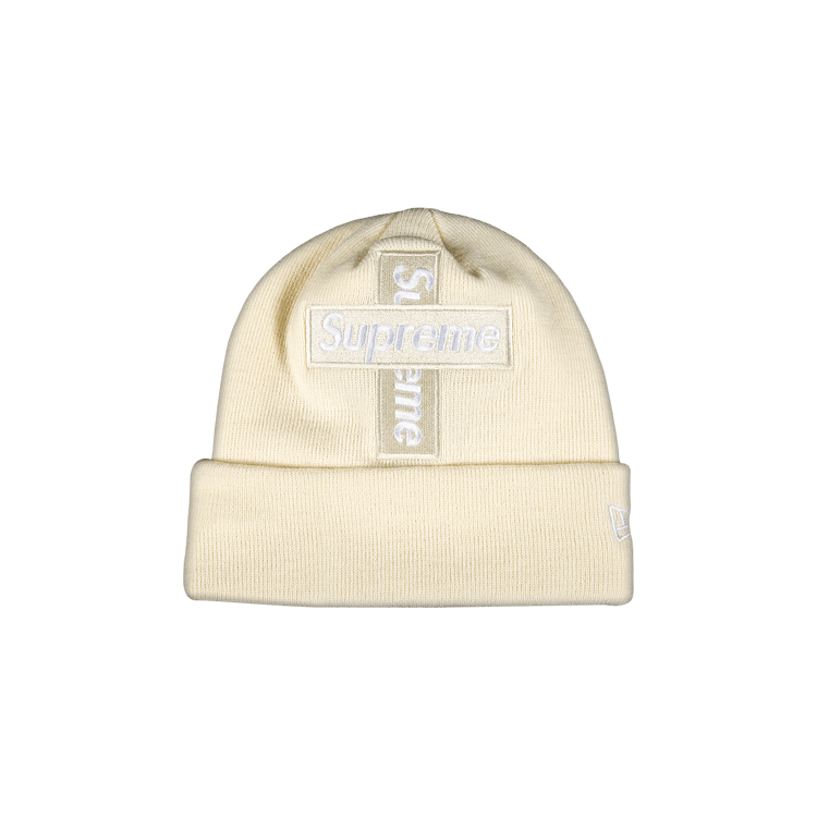 Supreme x New Era Cross Box Logo Beanie 'Natural'