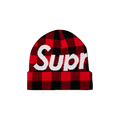 Supreme Big Logo Beanie 'Red Plaid'