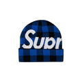 Supreme Big Logo Beanie 'Blue Plaid'