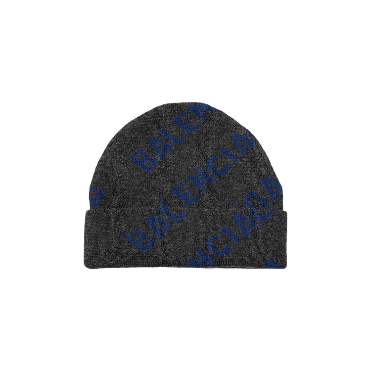 Balenciaga All Over Logo Beanie 'Dark Grey/Blue'