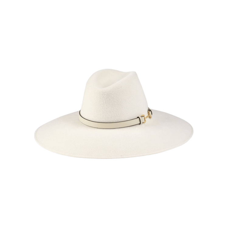 Gucci Felt Wide Brim Hat With Horsebit 'White'