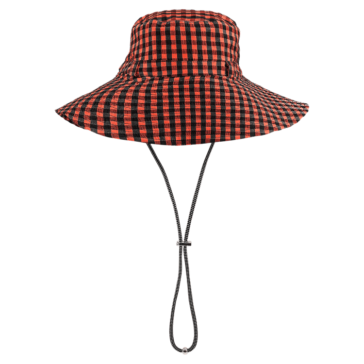 GANNI Seersucker Check Hat 'Flame'