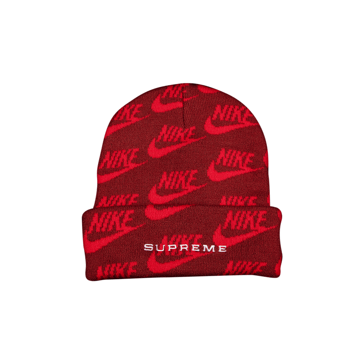 Supreme x Nike Jacquard Logos Beanie 'Red'