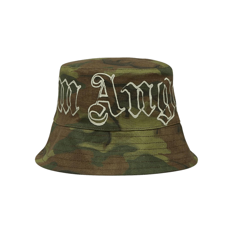 Palm Angels Logo Bucket Hat 'Military/White'