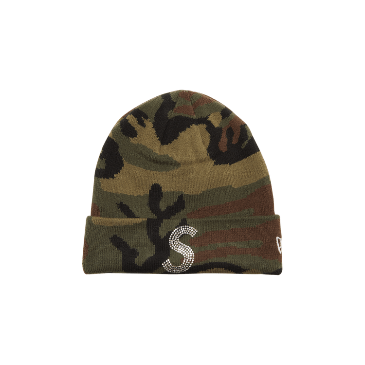 Supreme x New Era x Swarovski S Logo Beanie 'Woodland Camo'