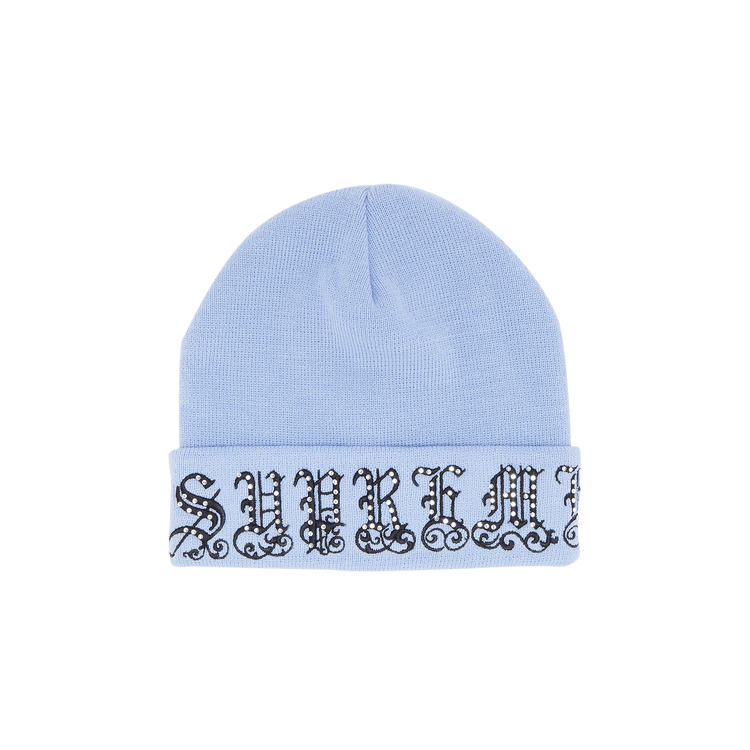 Supreme Old English Rhinestone Beanie 'Light Slate'