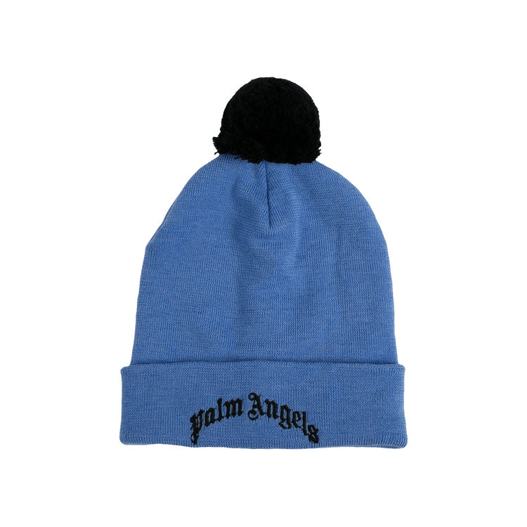 Palm Angels Embroidered Logo Pom Pom Beanie 'Blue/Black'