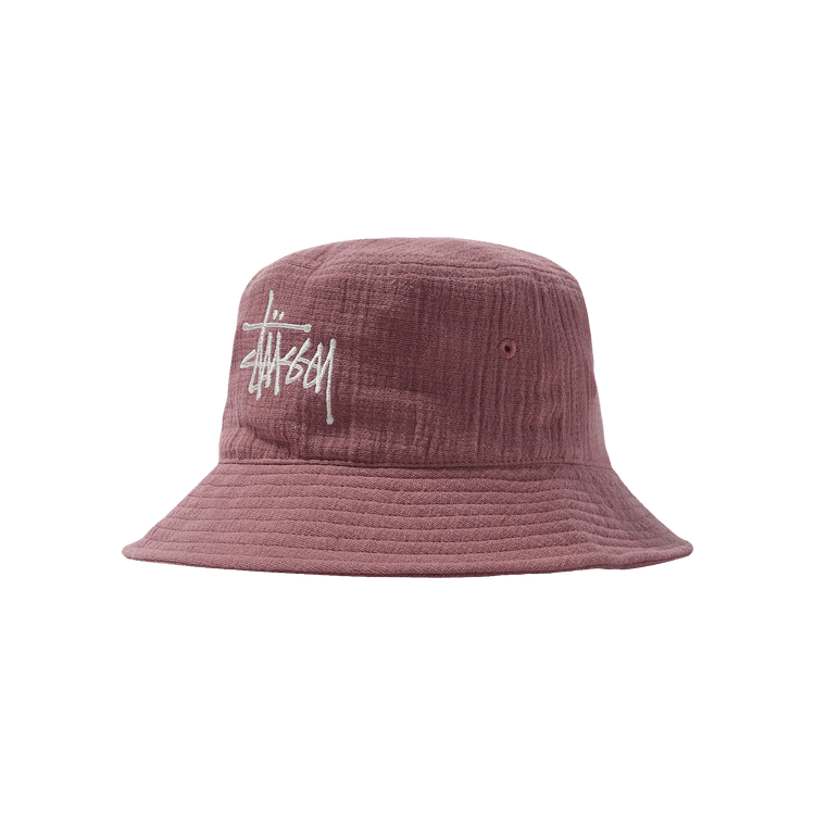 Stussy Gauze Cotton Big Logo Bucket Hat 'Mauve'
