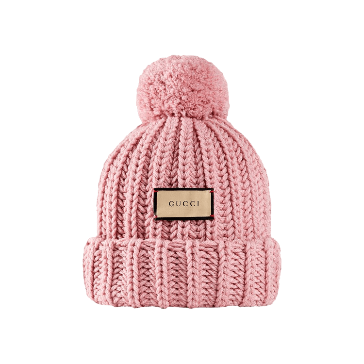 Gucci Knit Wool Hat With Label 'Rose'
