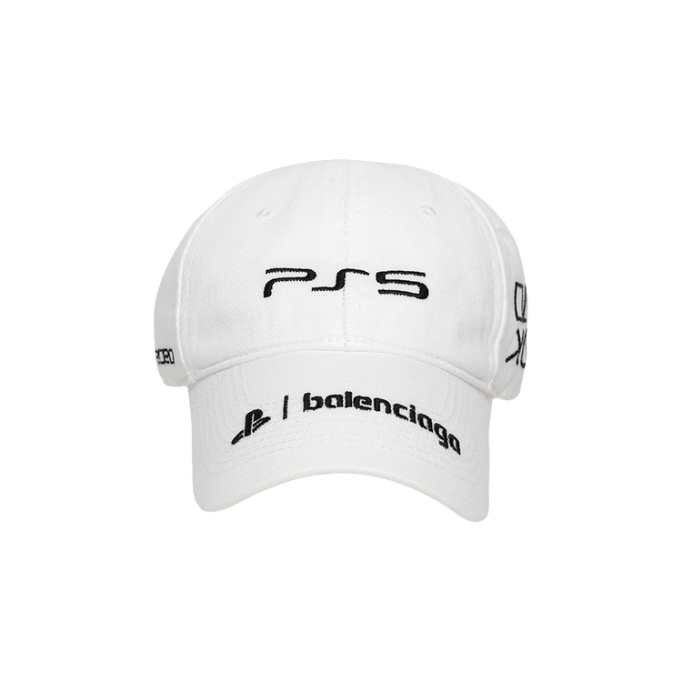 Balenciaga Embroidered PS5 Cap 'White/Black'