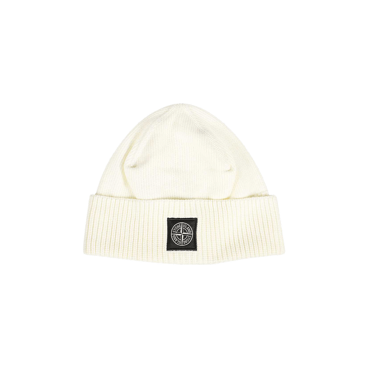 Stone Island Logo Patch Beanie 'Natural White'