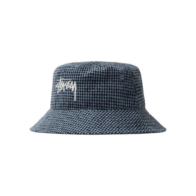 Stussy Wool Check Big Stock Bucket 'Blue'