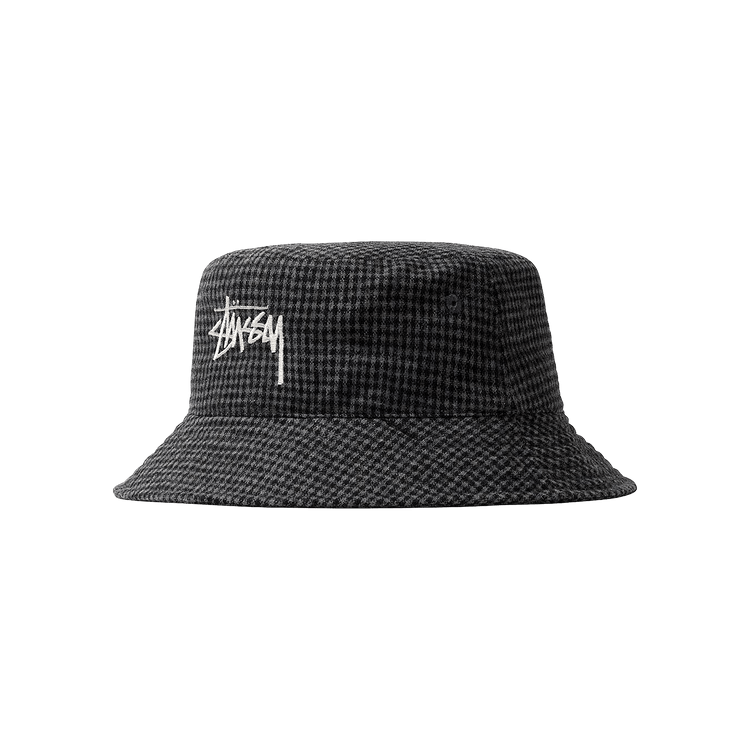 Stussy Wool Check Big Stock Bucket 'Charcoal'
