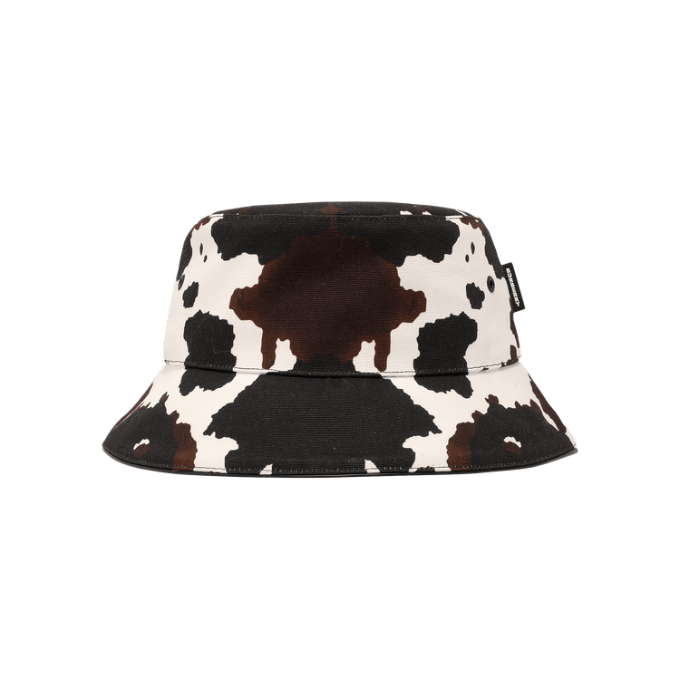 Burberry Logo Patch Cow Print Bucket Hat 'White/Brown'