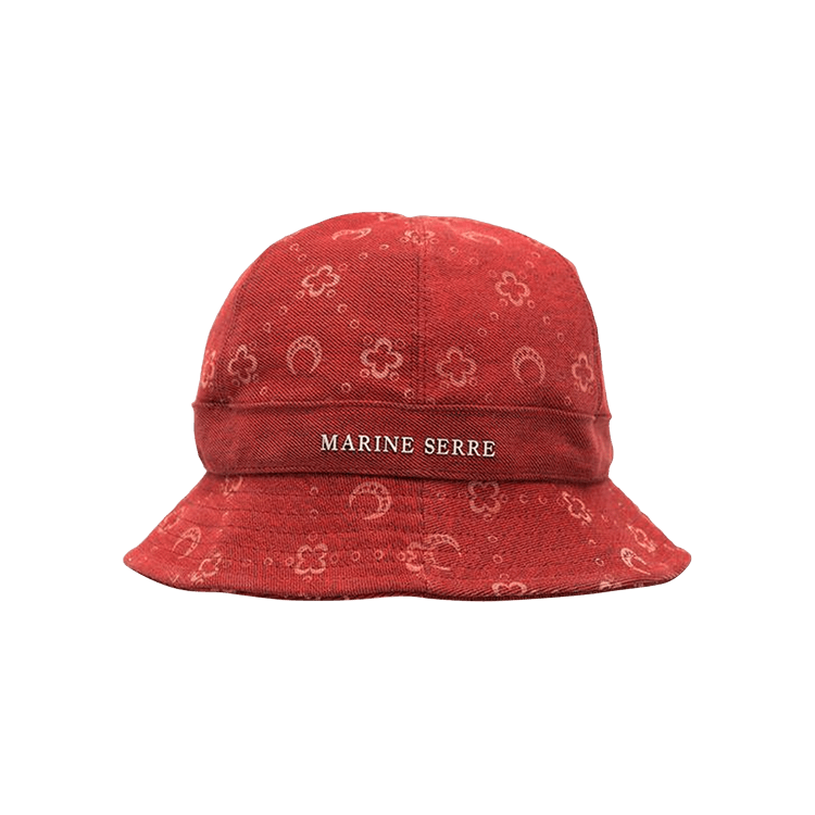 Marine Serre Logo Denim Bell Bucket Hat 'Flaming Red'