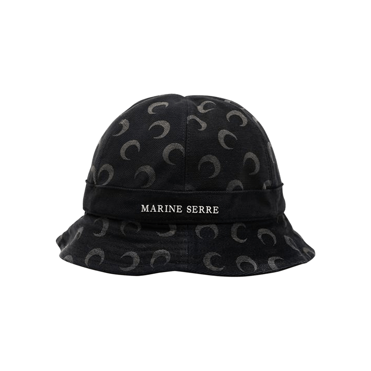 Marine Serre Logo Denim Bell Bucket Hat 'Black'