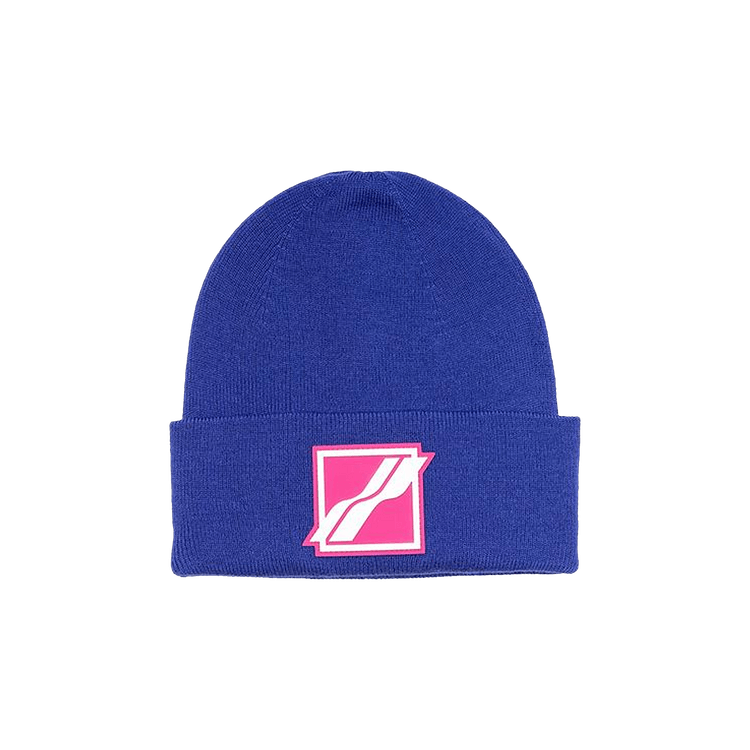 We11done Logo Patch Wide Rib Beanie 'Blue'