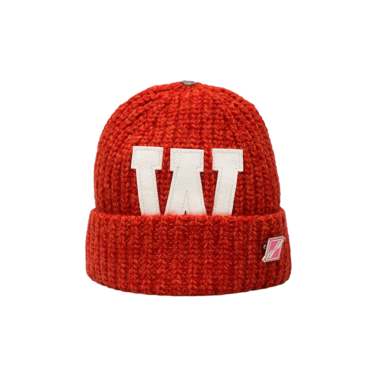 We11done Logo Leather Patch Beanie 'Red'
