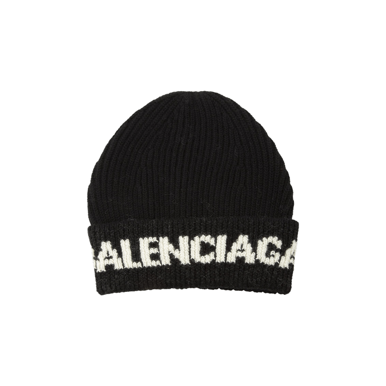 Balenciaga Logo Beanie 'Black/White'