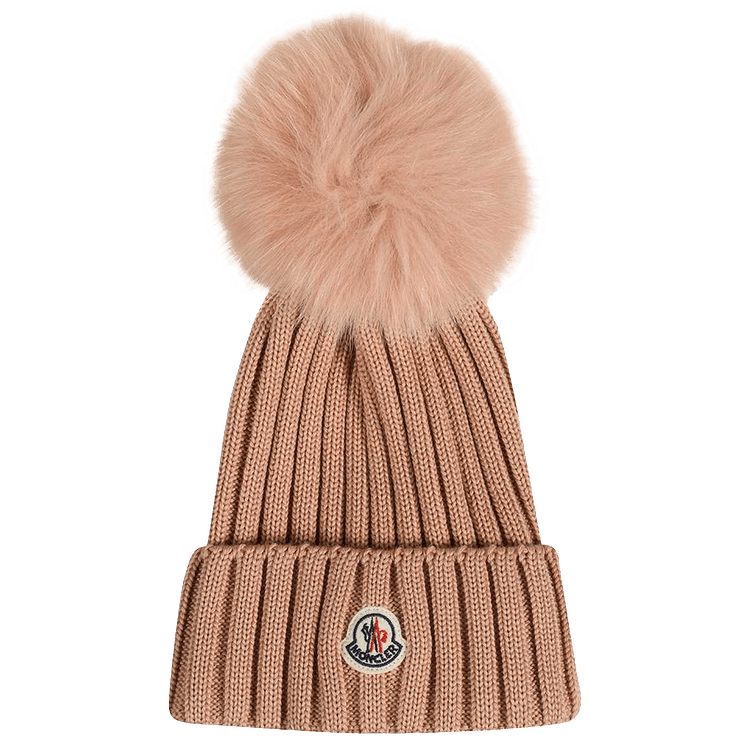 Moncler Ribbed Hat With Pom Pom 'Pink'