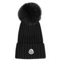 Moncler Ribbed Hat With Pom Pom 'Black'